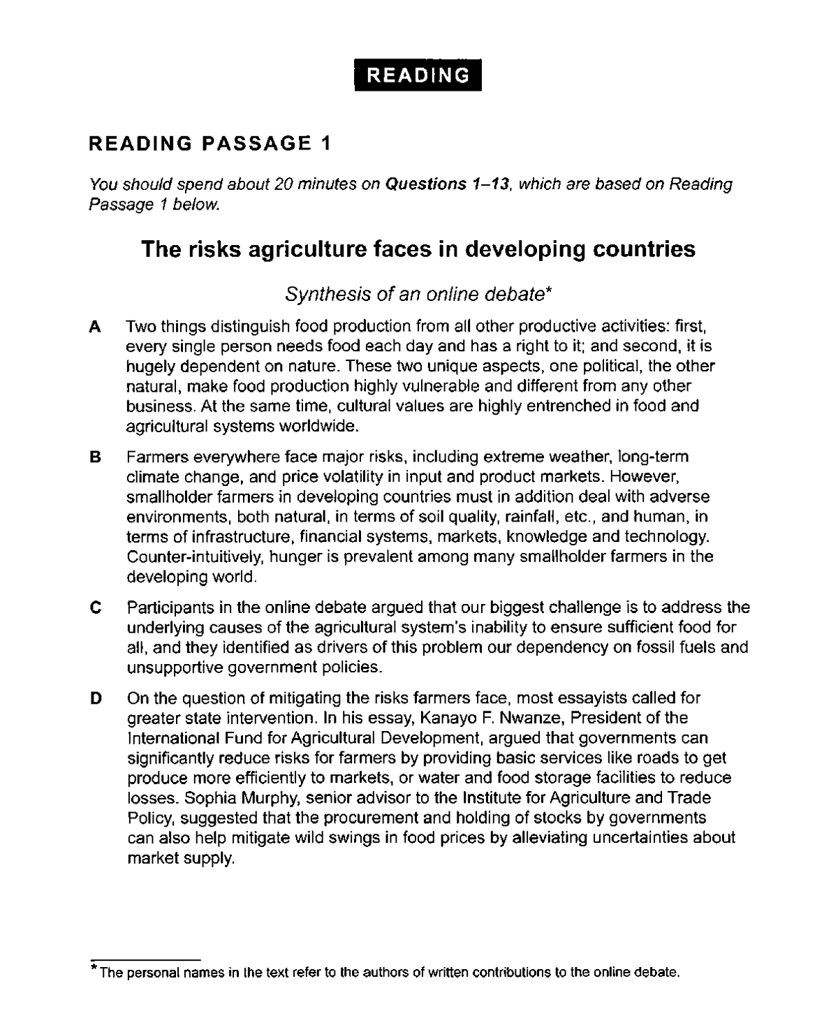 ielts-12-reading-test-6-passage-1-the-risks-agriculture-faces-in-developing-countries-answer