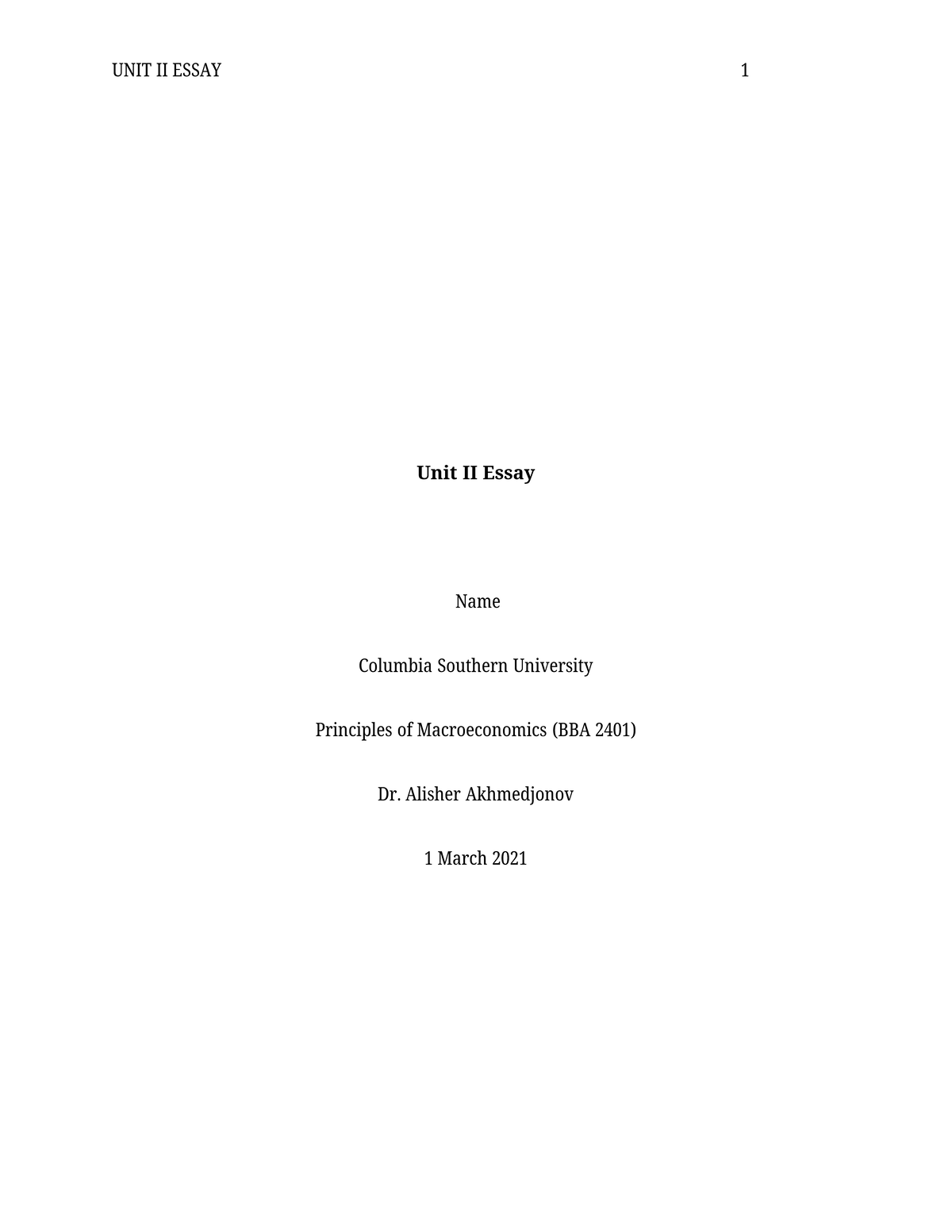 Macro unit 2 essay sample - Unit II Essay Name Columbia Southern ...