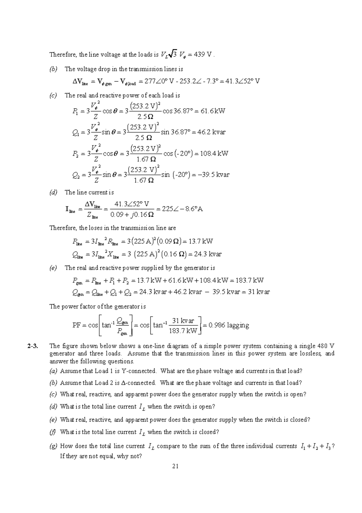 Electric Machinery And Power System Fundamentals-5 - Therefore, The ...