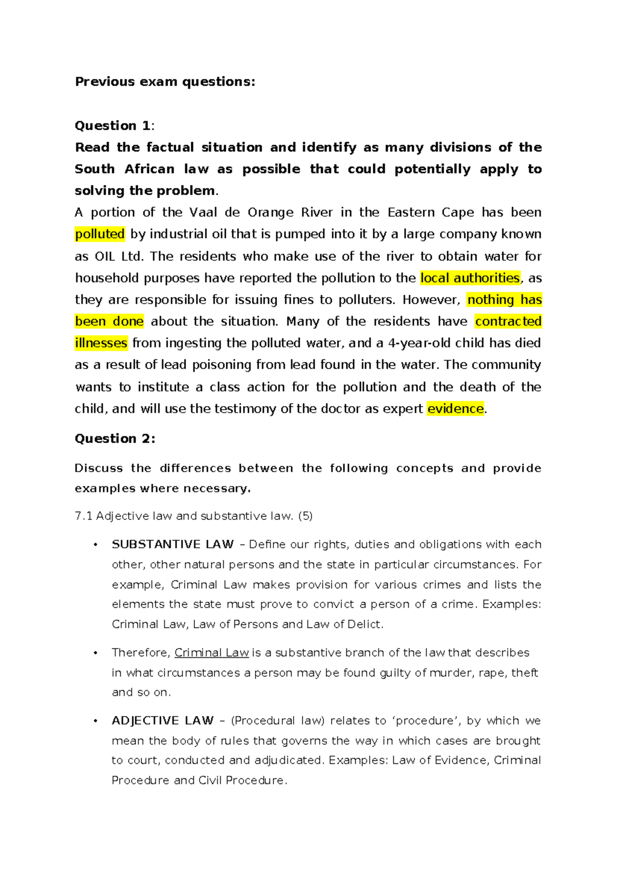 Previous exam questions with answers - Previous exam questions ...