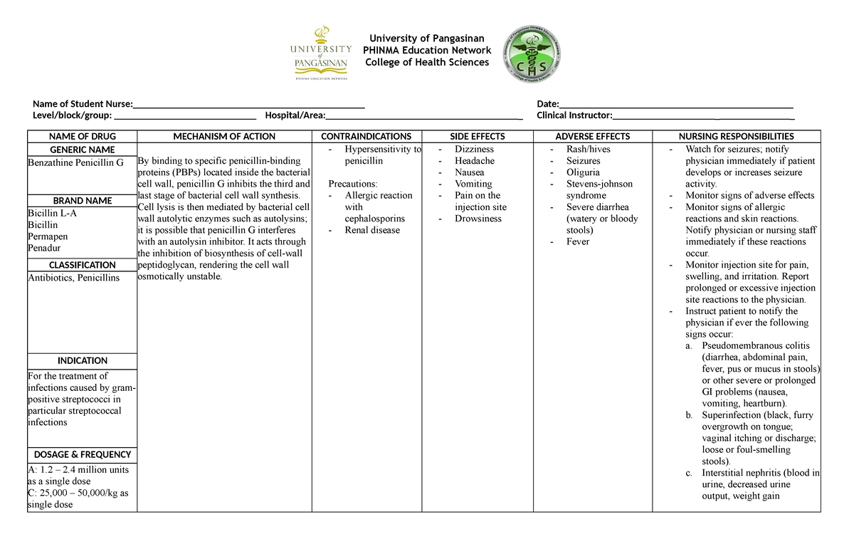 Benzathine Penicillin G DS - University of Pangasinan PHINMA Education ...