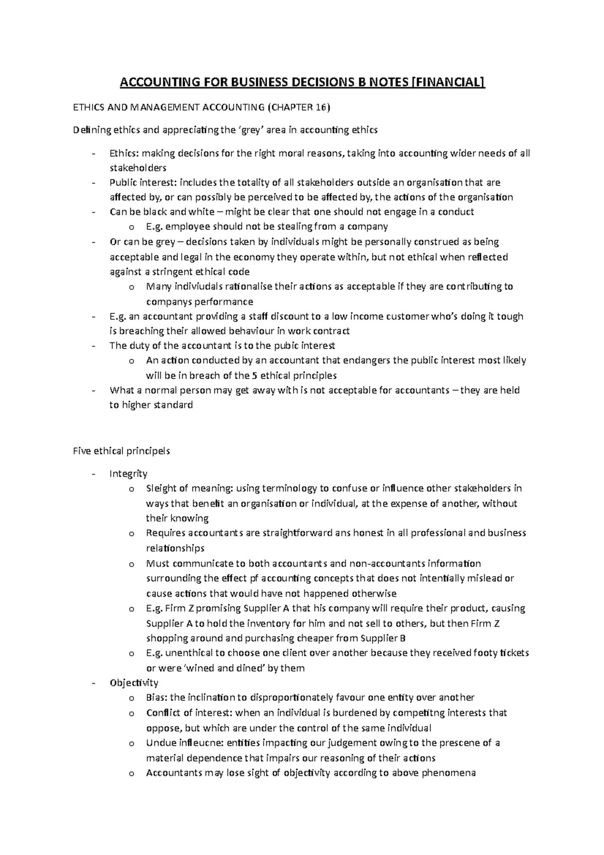 [managerial] Accounting FOR Business Decisions B Notes - ACCOUNTING FOR ...