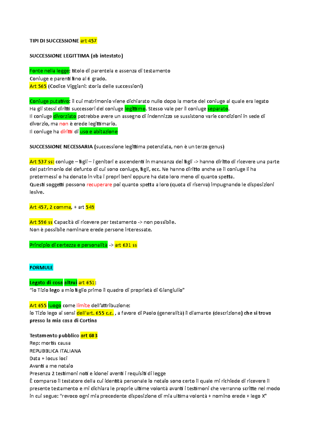 Tipi di successione Diritto Privato TIPI DI SUCCESSIONE art 457