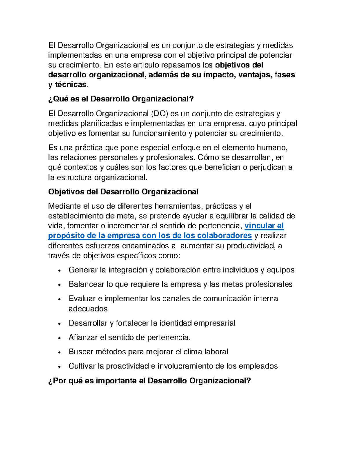 El Desarrollo Organizacional es 1 - En este artículo repasamos los ...