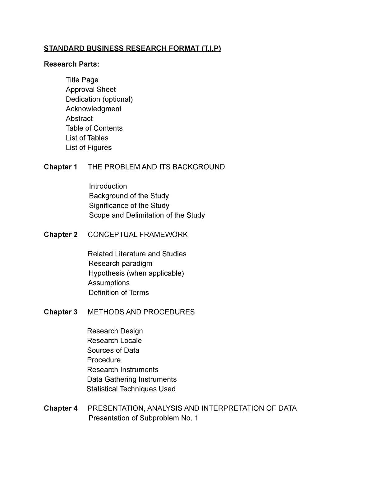 Standard Business Research format of T - STANDARD BUSINESS RESEARCH ...