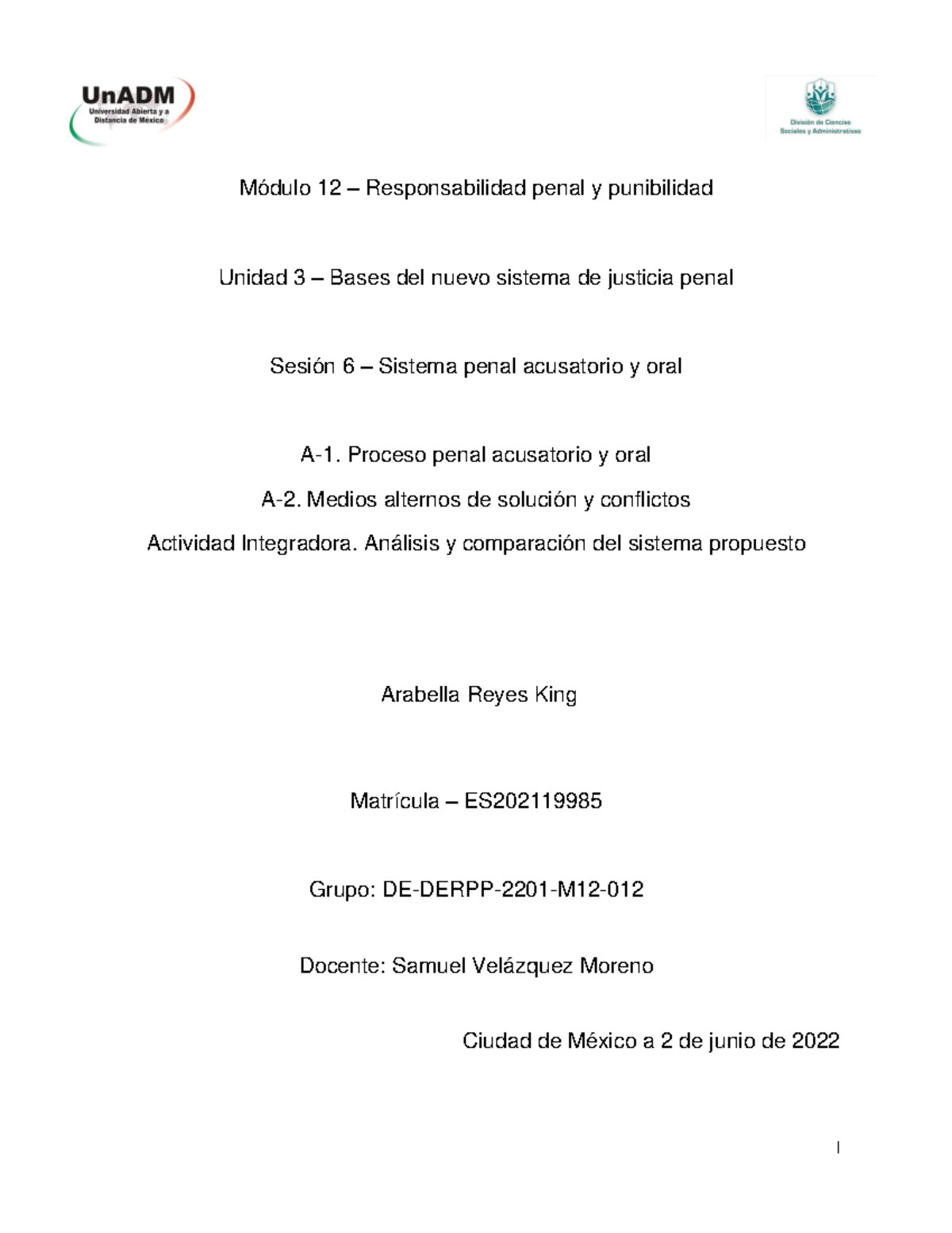 M12 U3 S6 ARRK - Unidad 3 – Bases del nuevo sistema de justicia penal ...