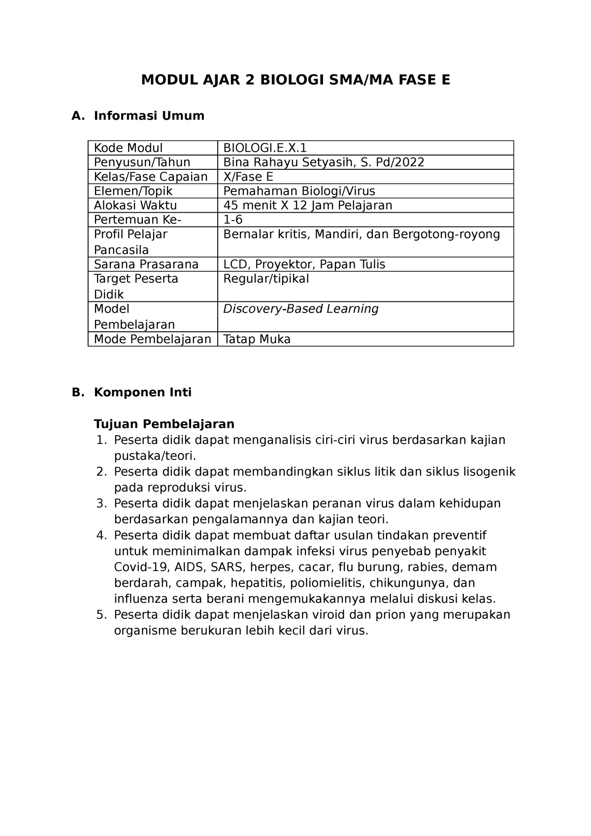 Modul AJAR IPA Biologi SMA Kelas X BAB 2 - MODUL AJAR 2 BIOLOGI SMA/MA ...