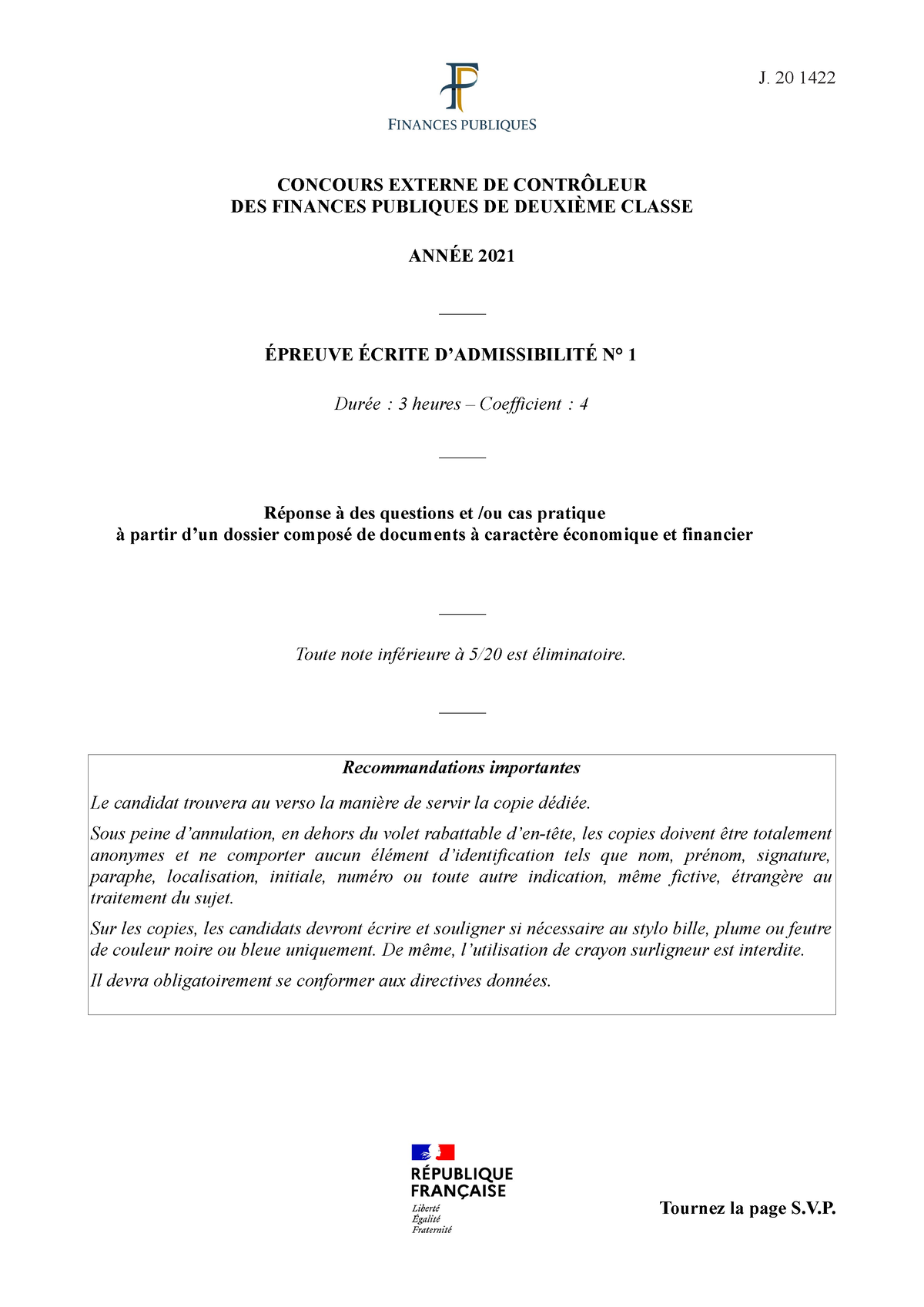 2021 05 Dgfip Contr Ext Epr1 Metro - CONCOURS EXTERNE DE CONTRÔLEUR DES ...