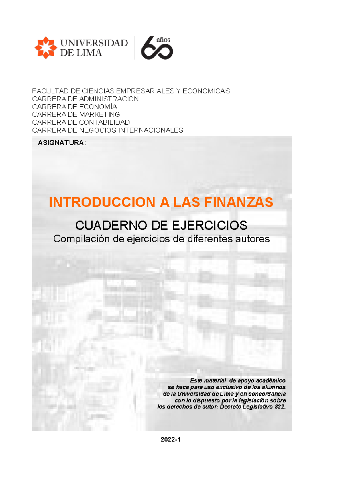 Compendio Guías De Ejercicios Finanzas - ASIGNATURA: INTRODUCCION A LAS ...