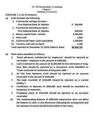 Ch 7 Solutions To Exercises - AC 203 Intermediate Accounting Chapter 7 ...