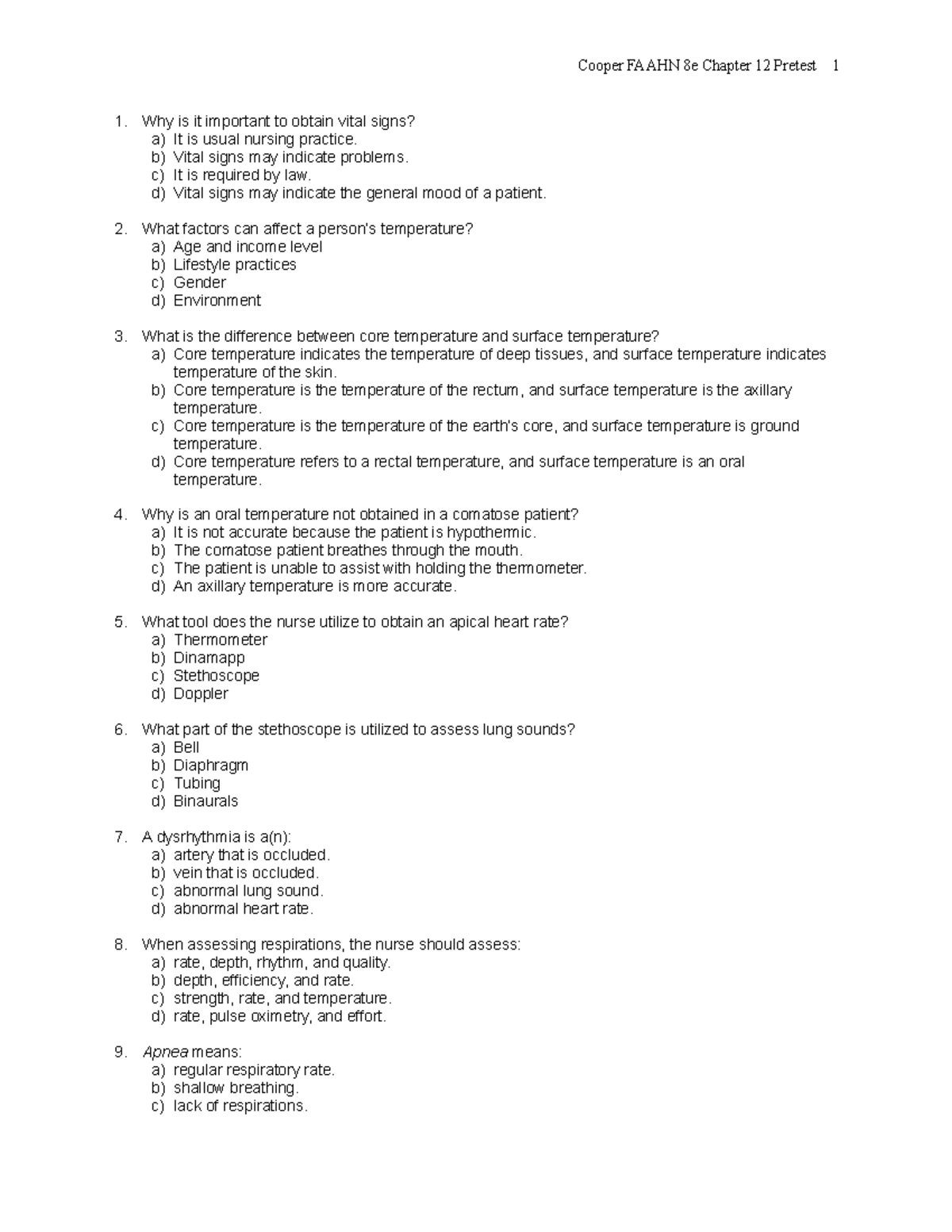 Chapter 012 - Cooper FAAHN 8e Chapter 12 Pretest 1 Why Is It Important ...