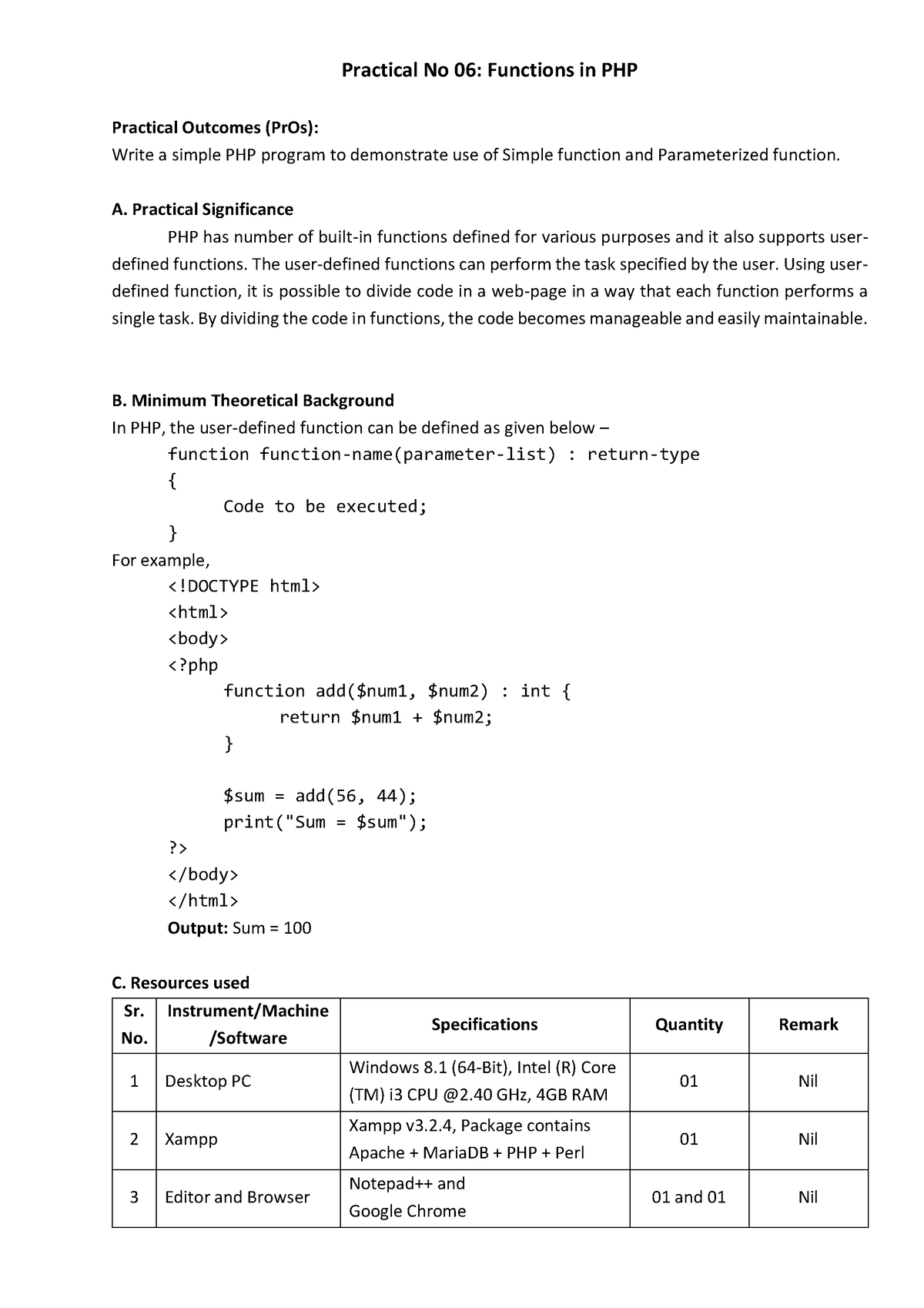 php practical assignment