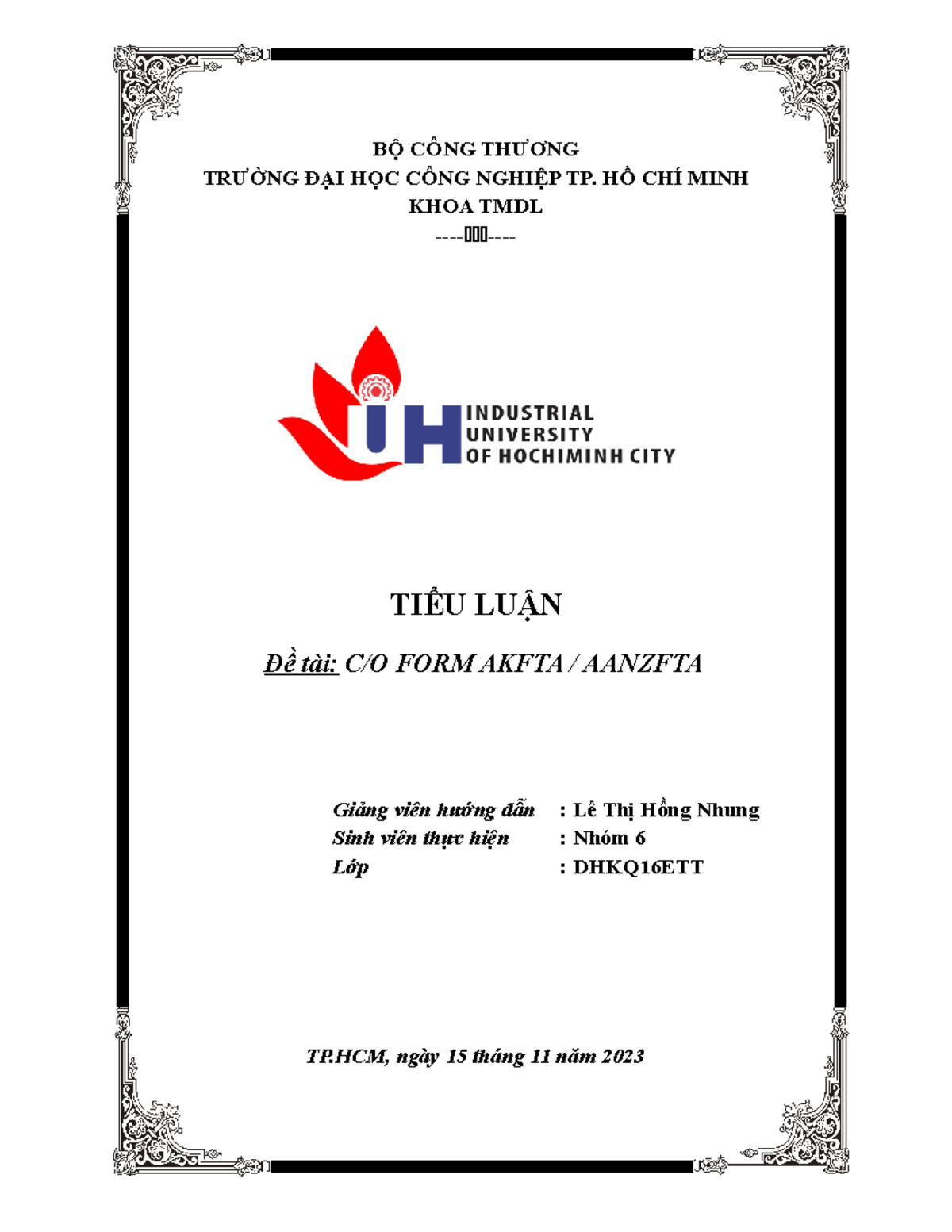 Akfta - sdcasas - BỘ CÔNG THƯƠNG TRƯỜNG ĐẠI HỌC CÔNG NGHIỆP TP. HỒ CHÍ ...