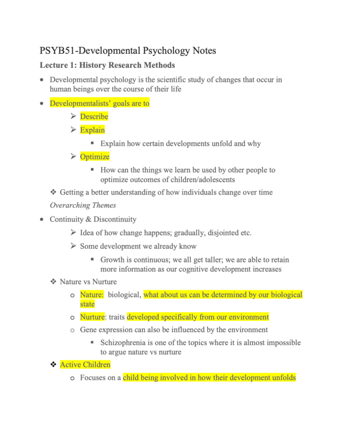 Lecture 1 Notes - PSYB20 - Studocu