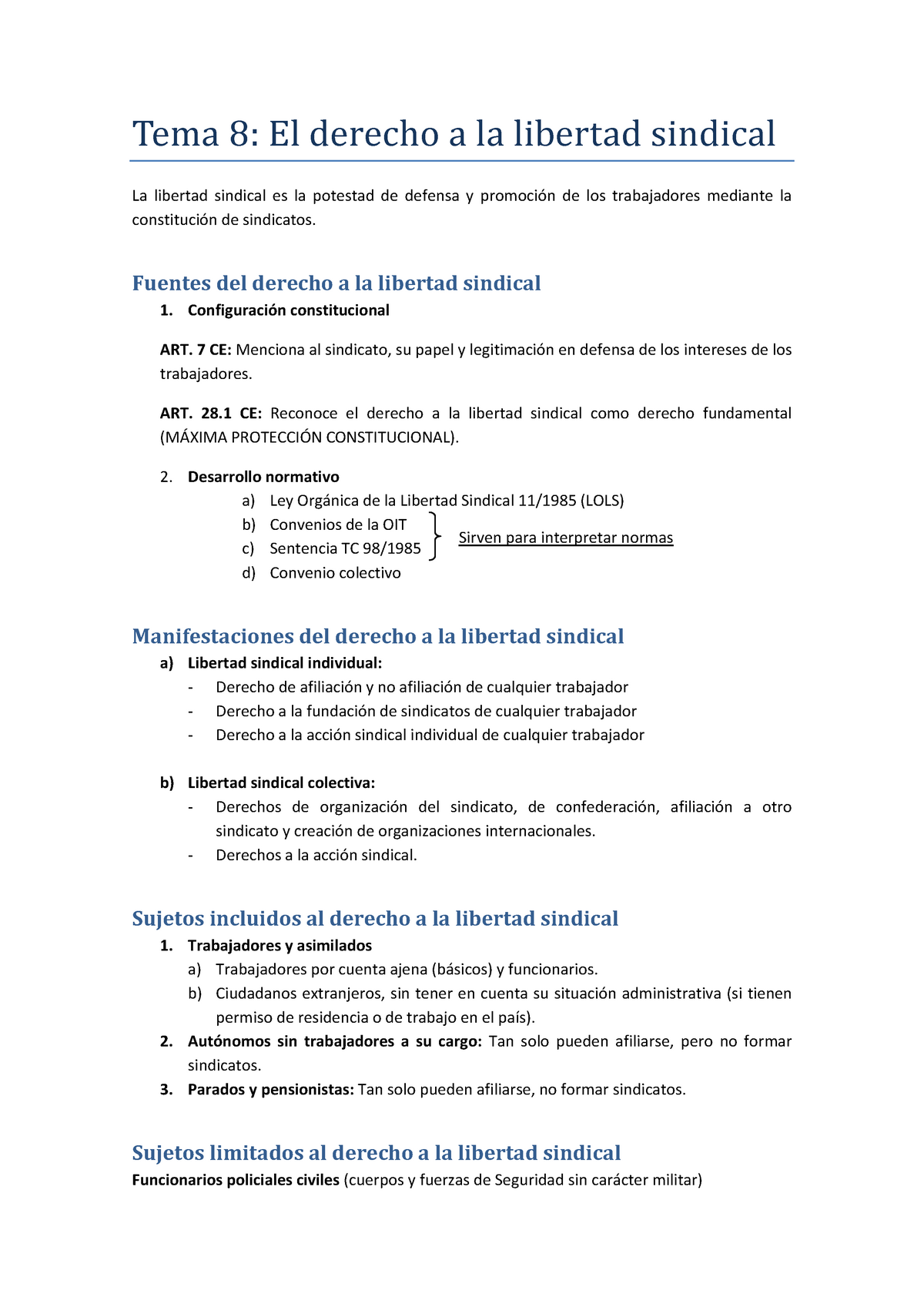 Unidad 8: El Derecho A La Libertad Sindical - Tema 8: El Derecho A La ...