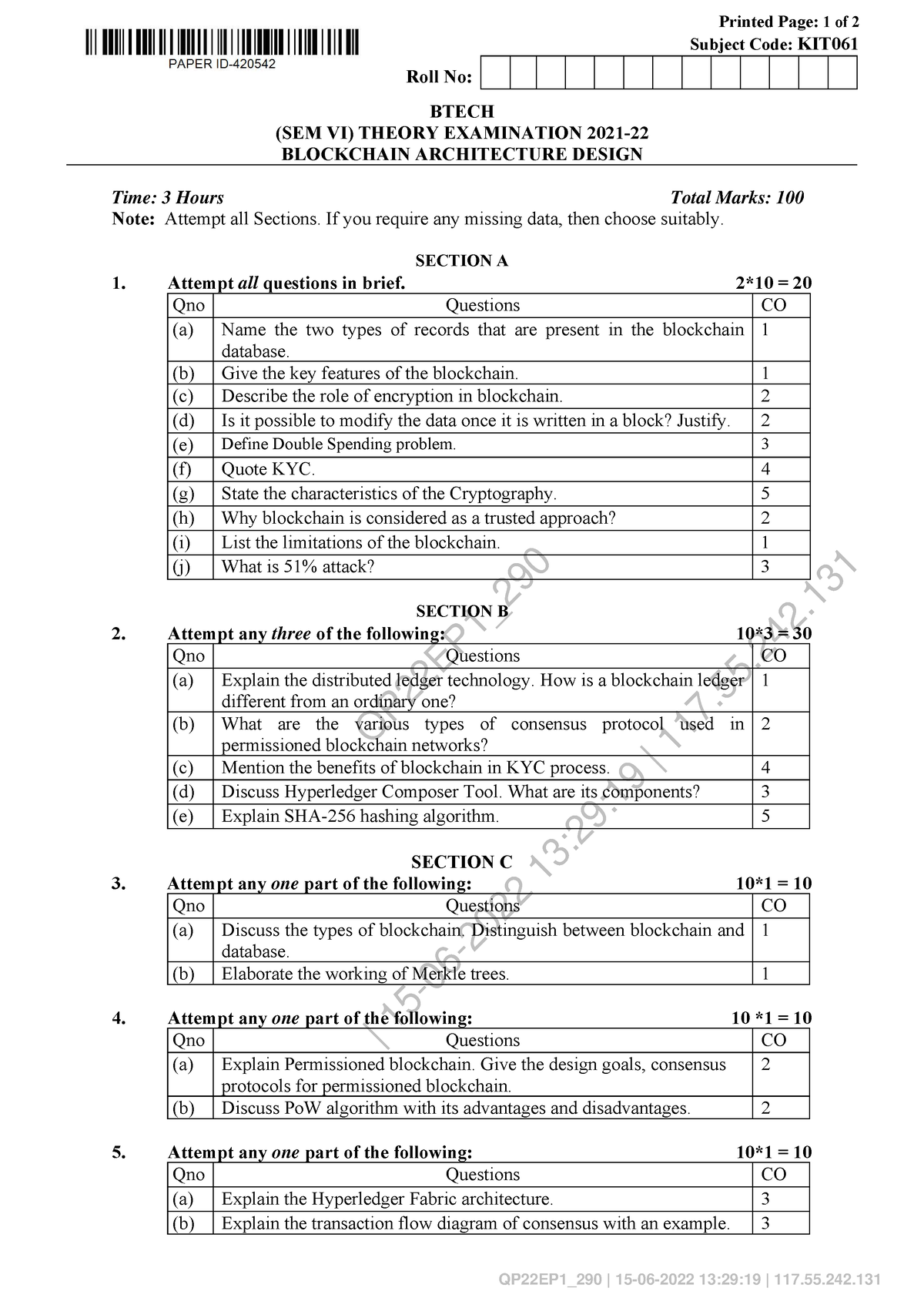 Blockchain Architecture Design KIT061 - QP22EP1_ | 15-06-2022 13:29:19 ...