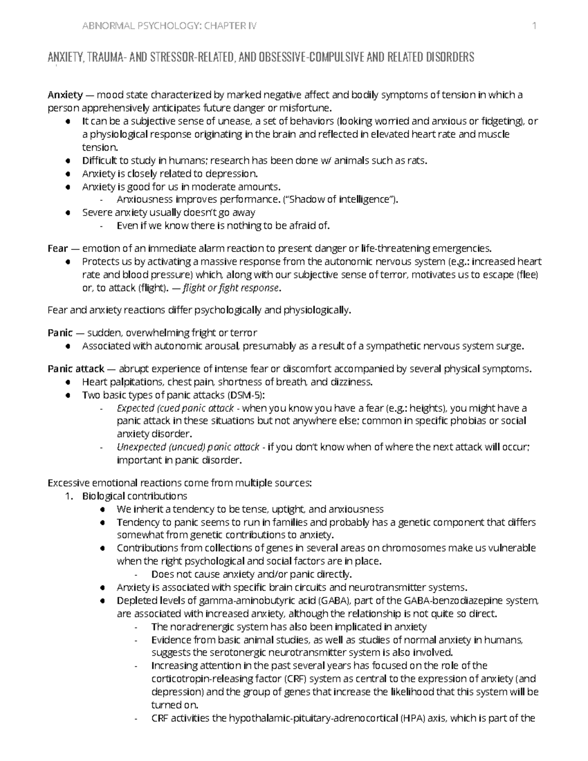 Abnormal Psychology Chapter 4 Anxiety Trauma And Stressor Related And ...