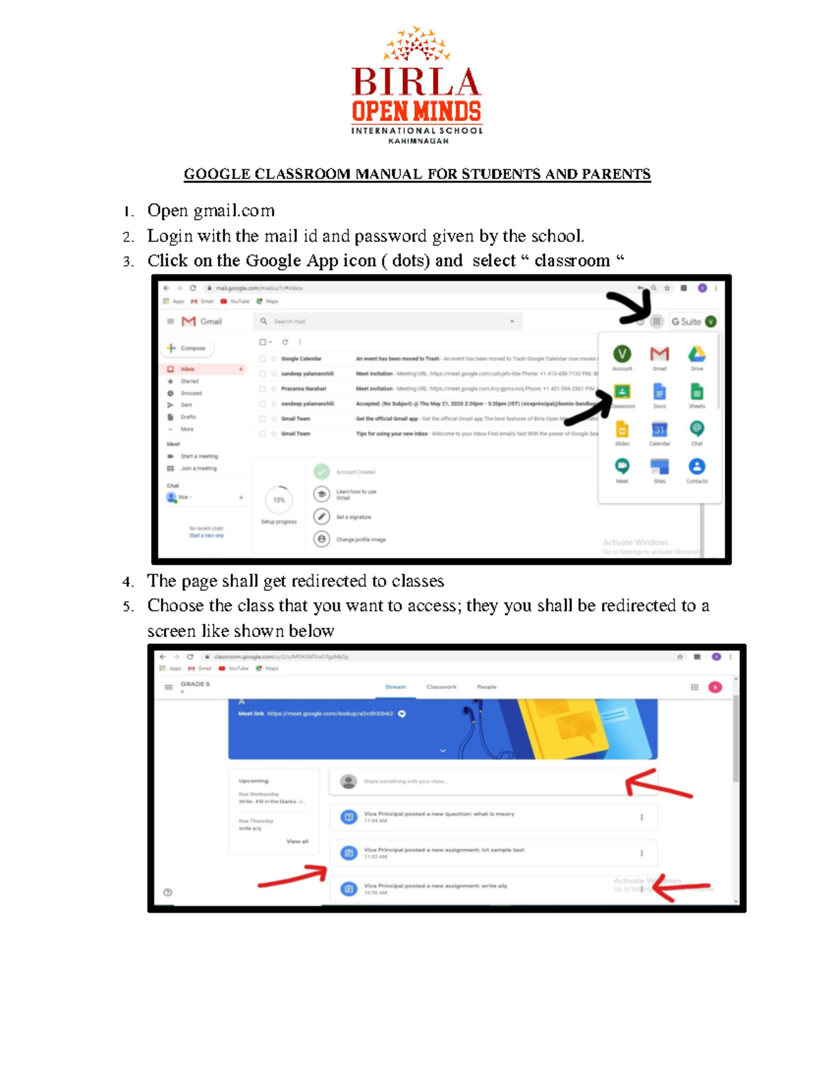 Google classroom manual-students Final - GOOGLE CLASSROOM MANUAL FOR ...