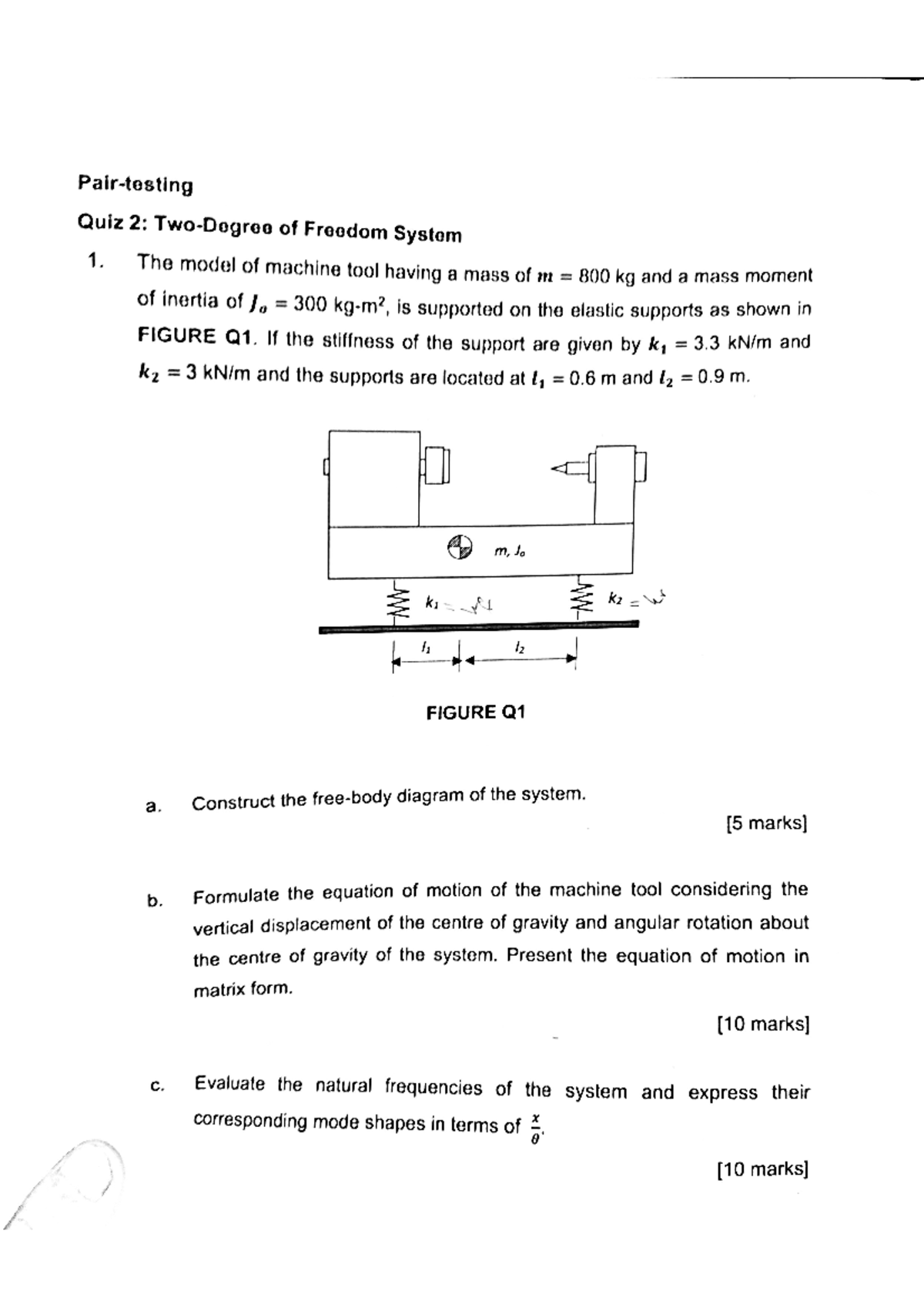 Quiz 2 Vibration Mechanical Vibration Studocu