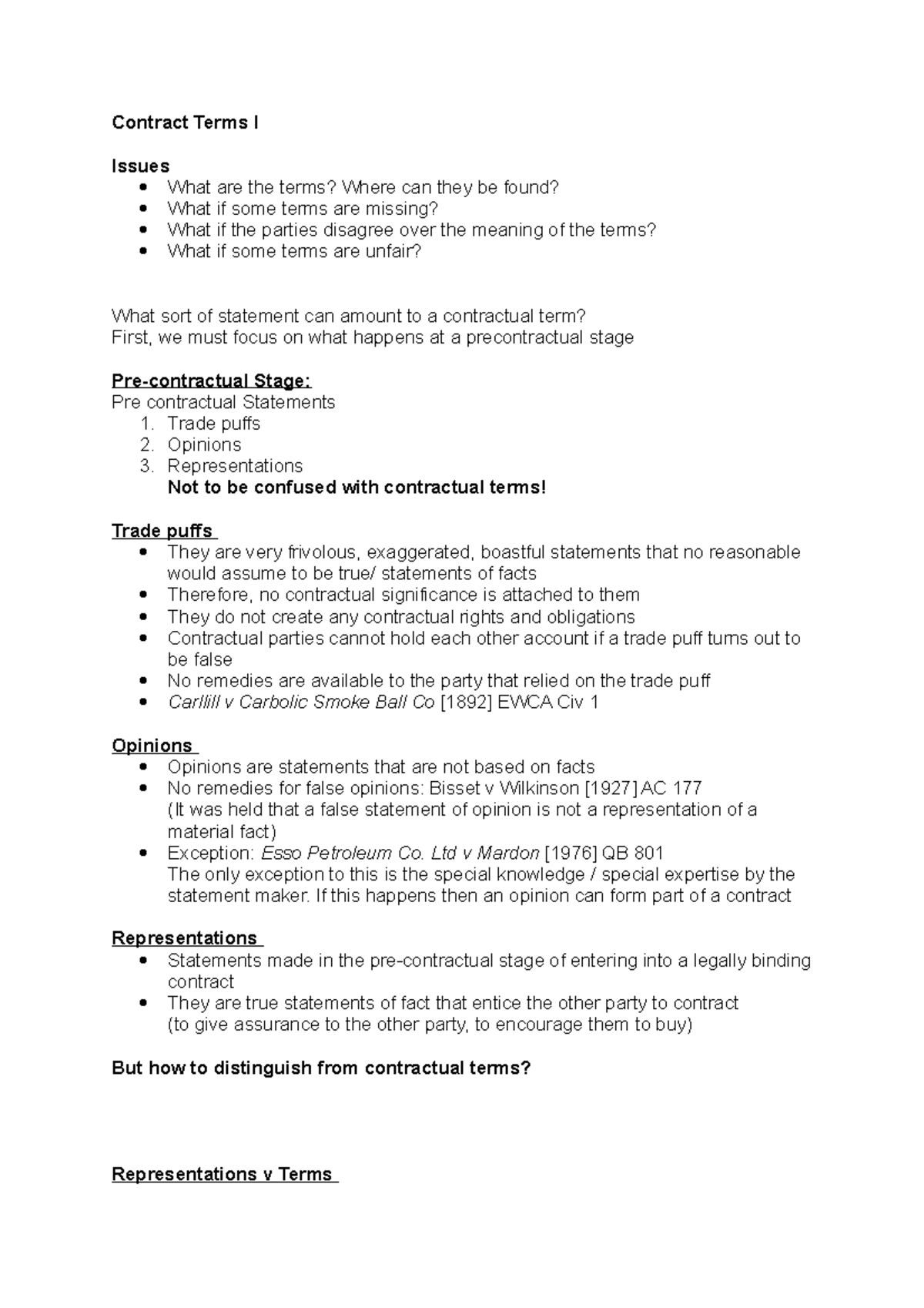 Contract Terms I in side - Law - Studocu