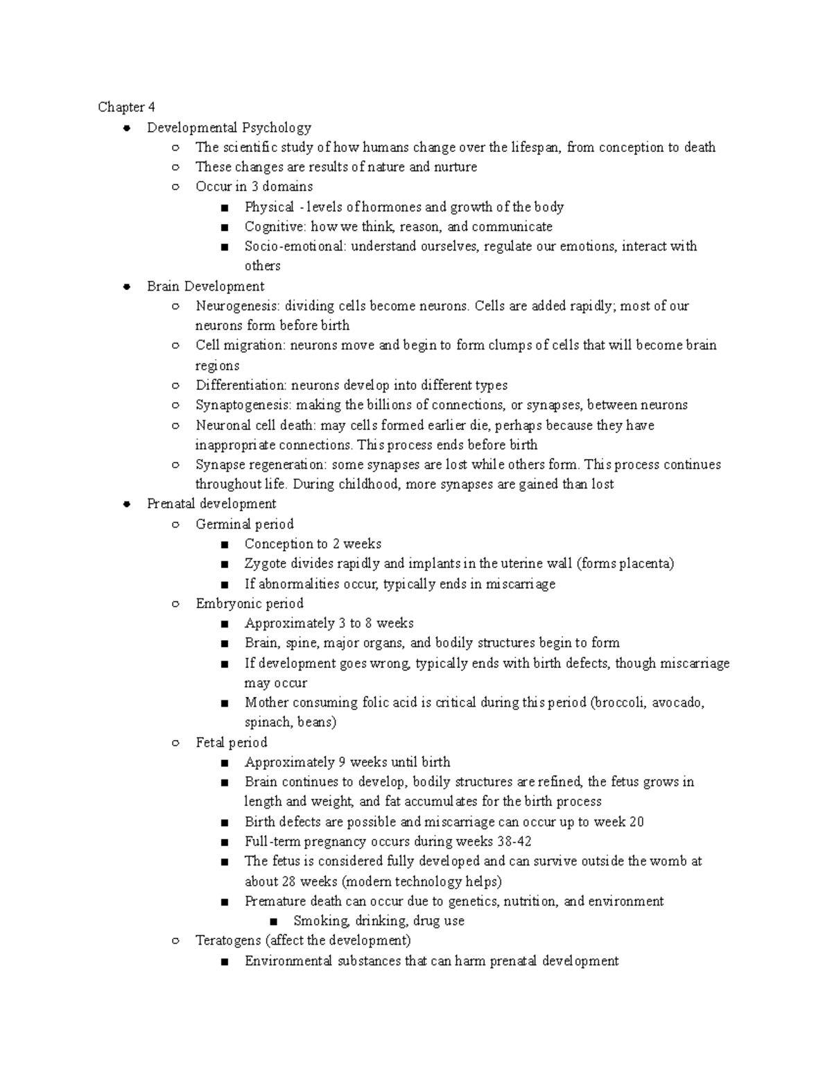 Fundamentals Of Psych Ch 4 - Chapter 4 Developmental Psychology The ...