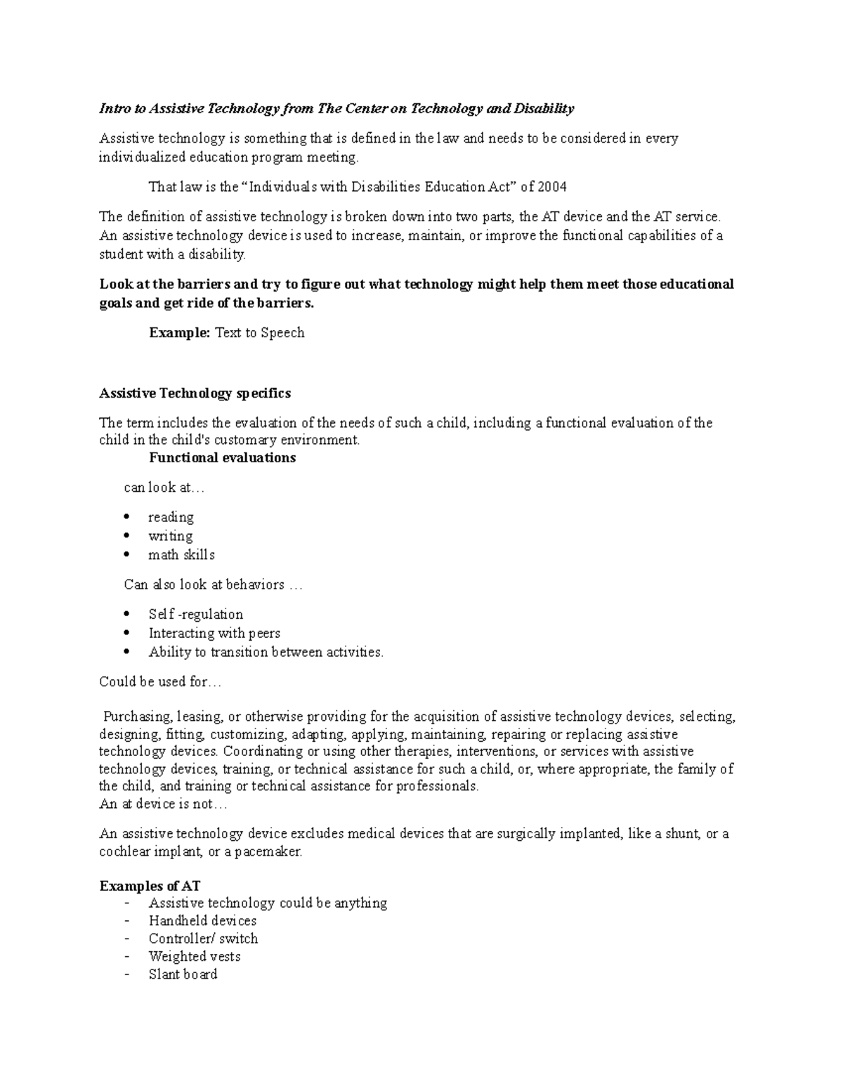 AT Video Notes Diverse - Intro to Assistive Technology from The Center ...
