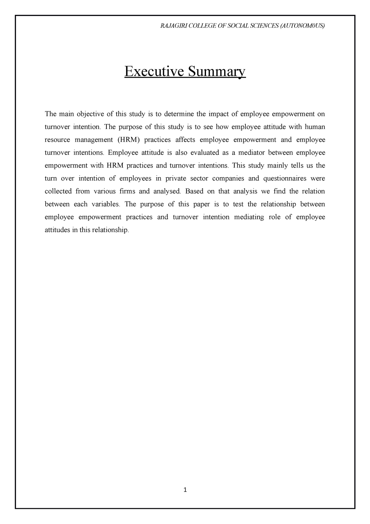 executive summary dissertation