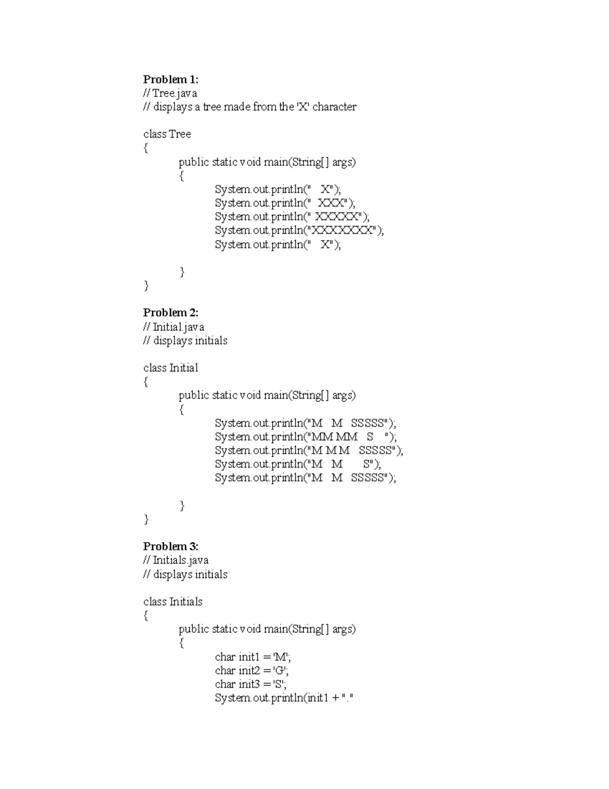Practice Problems 1 30 - Problem 1: // Tree // displays a tree made ...