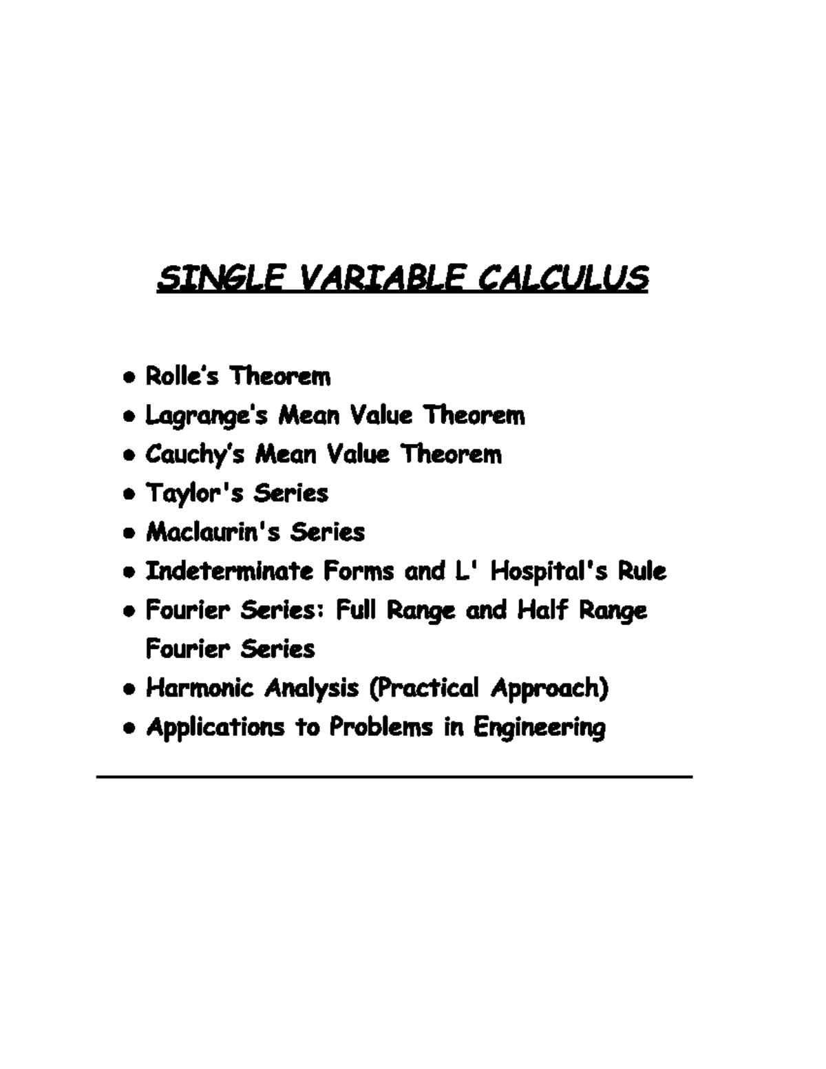M1 unit 1,2 - notes for revision - SINGLE VARIABLE CALCULUS Theorem ...