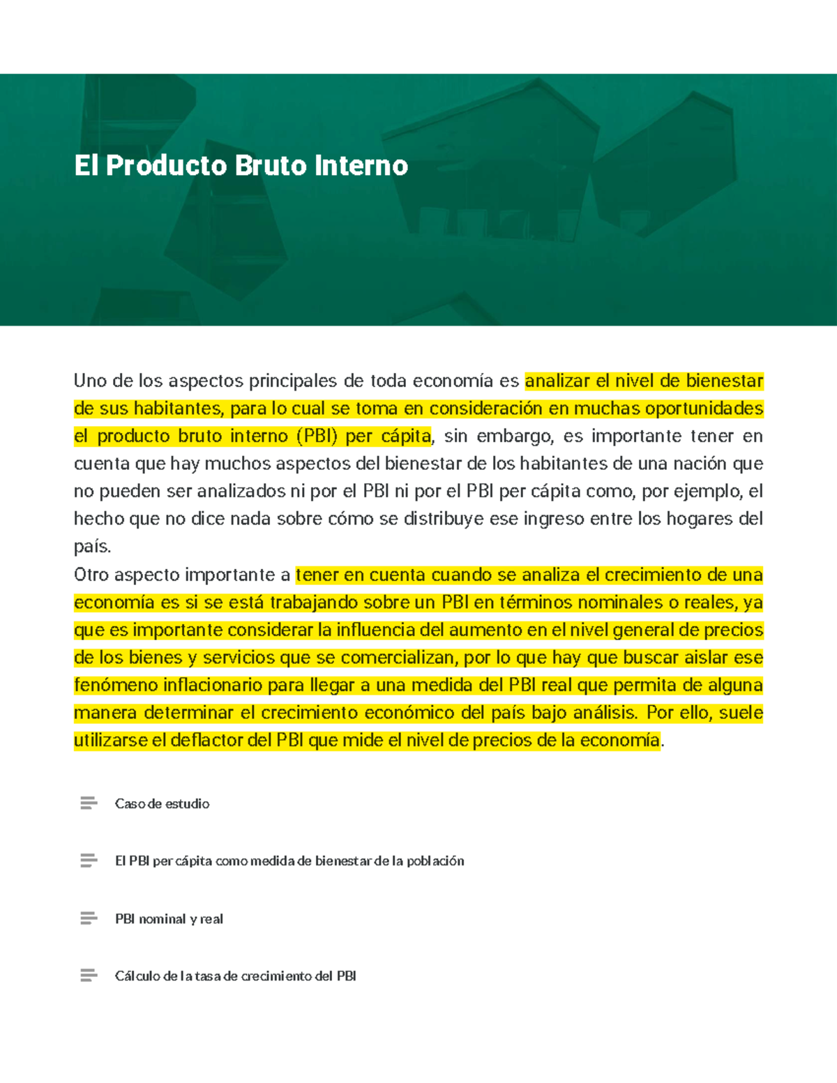 Módulo 1 - Lectura 4 - Resumen - Uno de los aspectos principales de ...