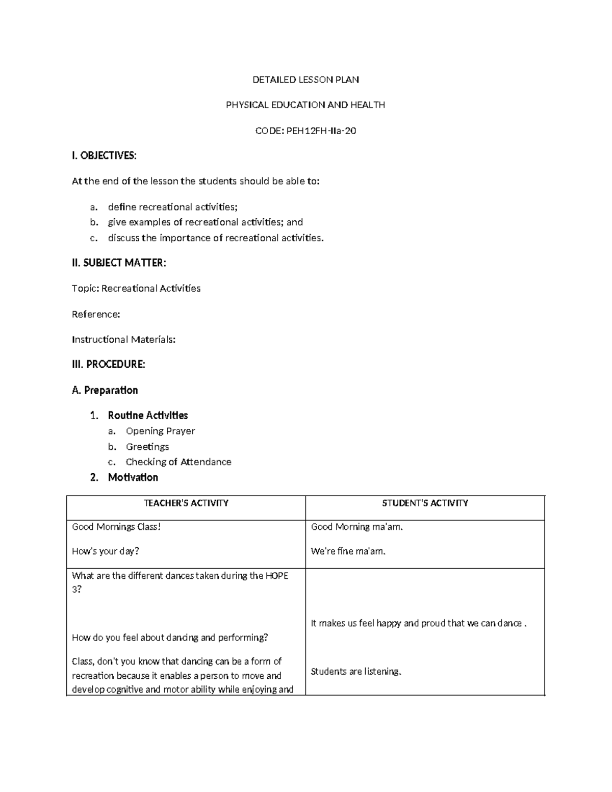 Detailed Lesson-WPS Office - DETAILED LESSON PLAN PHYSICAL EDUCATION ...