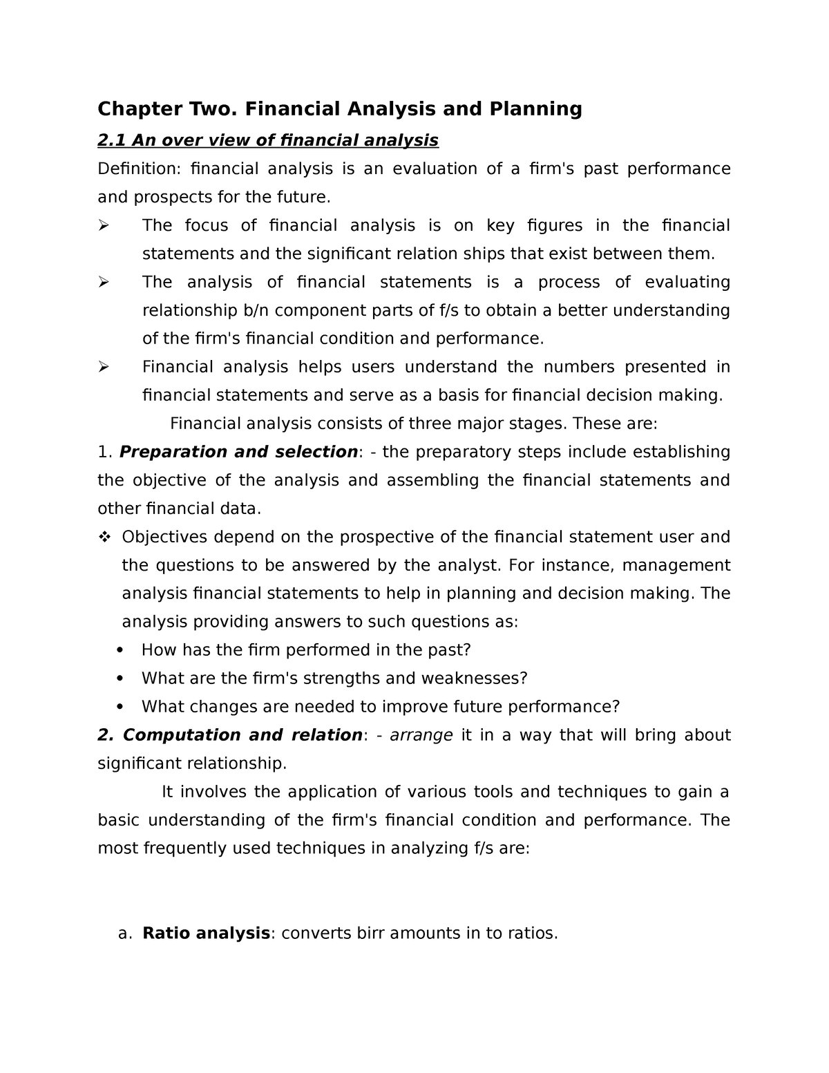 Chapter 2 - Cost Management - Chapter Two. Financial Analysis And ...