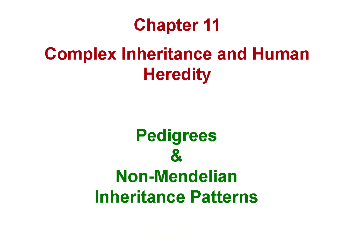 Korey Tugard - Ch 11 Notes Complex Inheritance - 17127409 - Click on a ...
