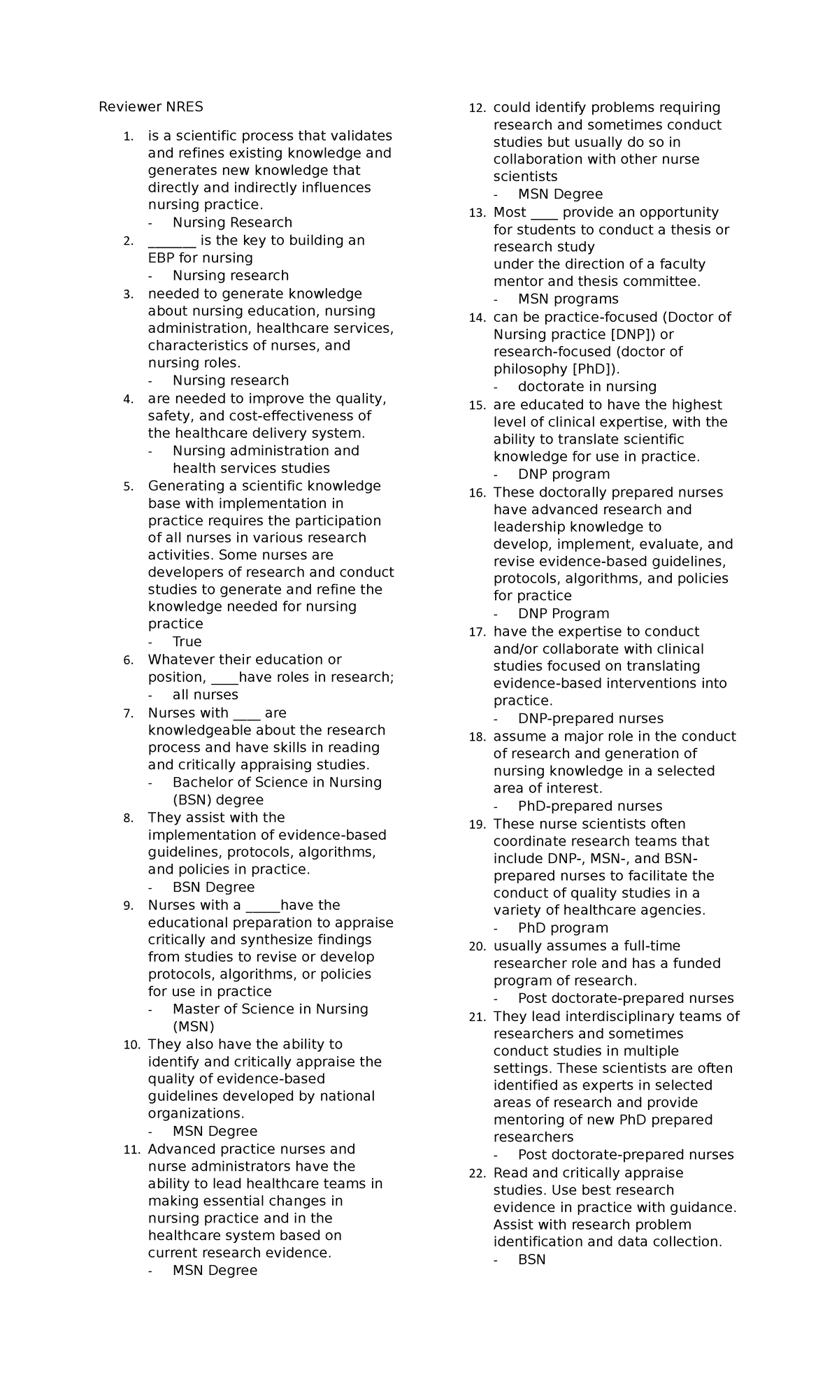 Reviewer NRE1 - Reviewer NRES is a scientific process that validates ...