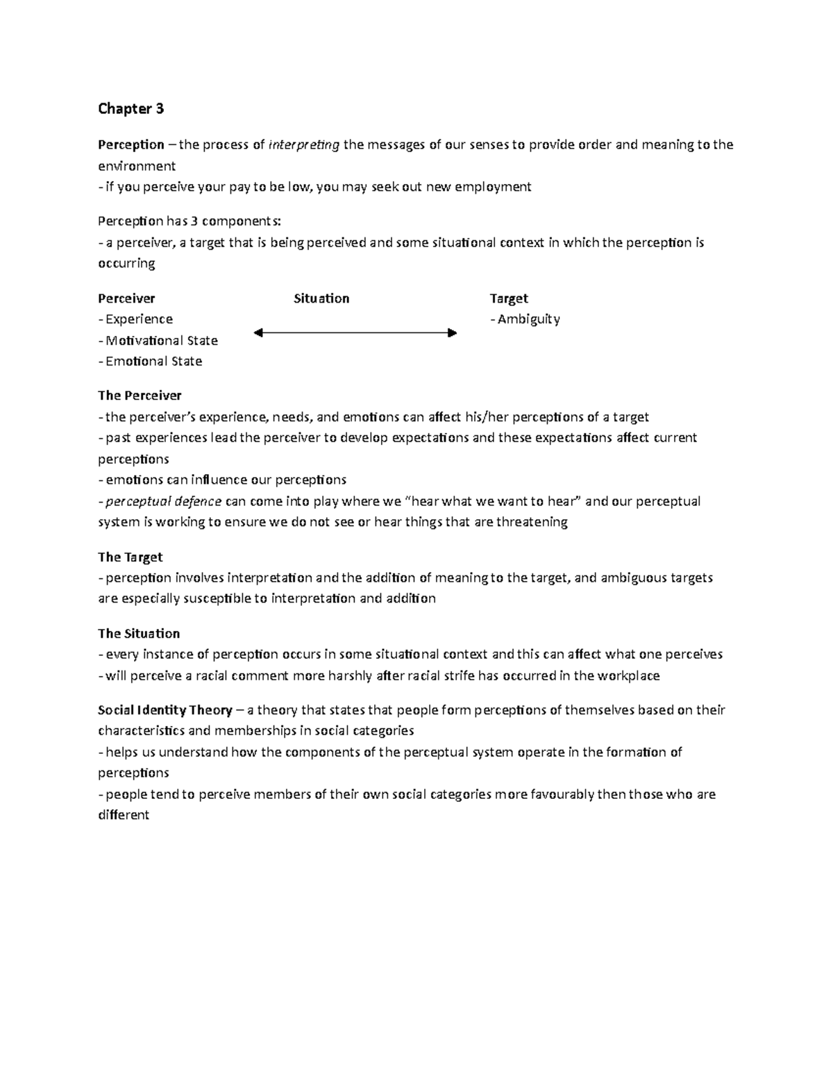 Chapter 3 Textbook - Chapter 3 Perception – the process of interpreting ...