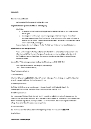 Schema - Zusammenfassung - Insolvenzanfechtung, 129 InsO Was Bedeutet ...