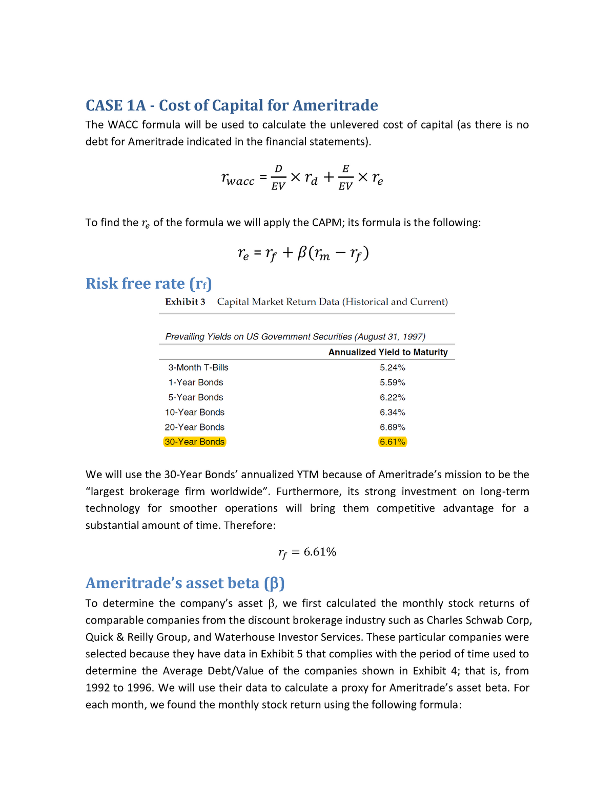 cost of capital at ameritrade solution