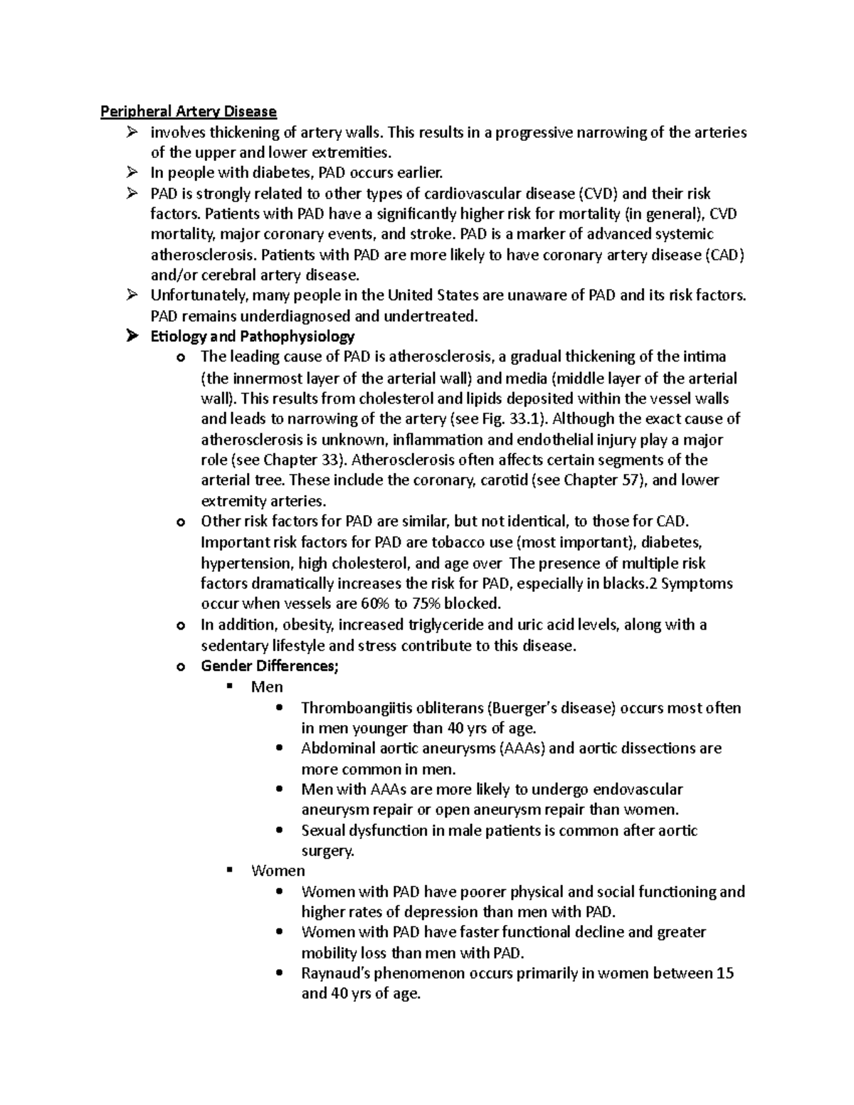 Chapter 37 Vascular Disorders Exam 2 Chapter Highlights - Peripheral ...