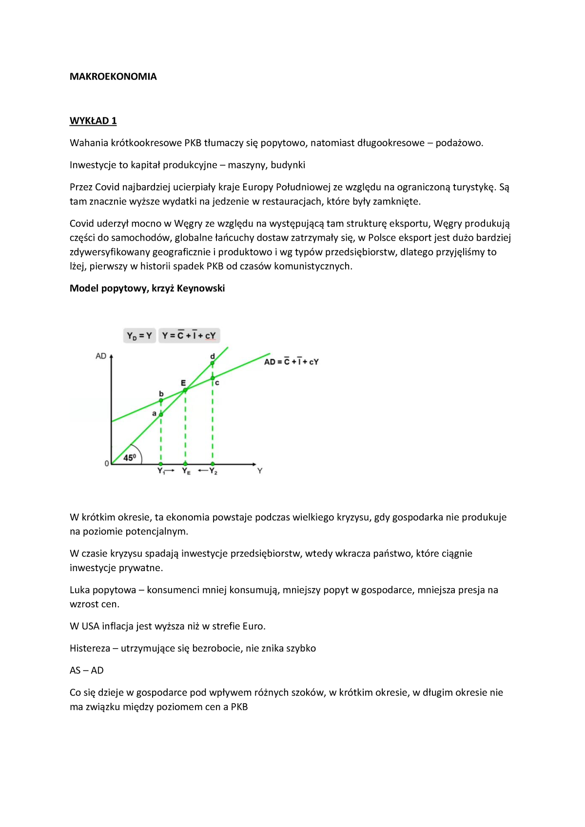 Makroekonomia Notatki Makroekonomia WykŁad 1 Wahania Krótkookresowe Pkb Tłumaczy Się 9068