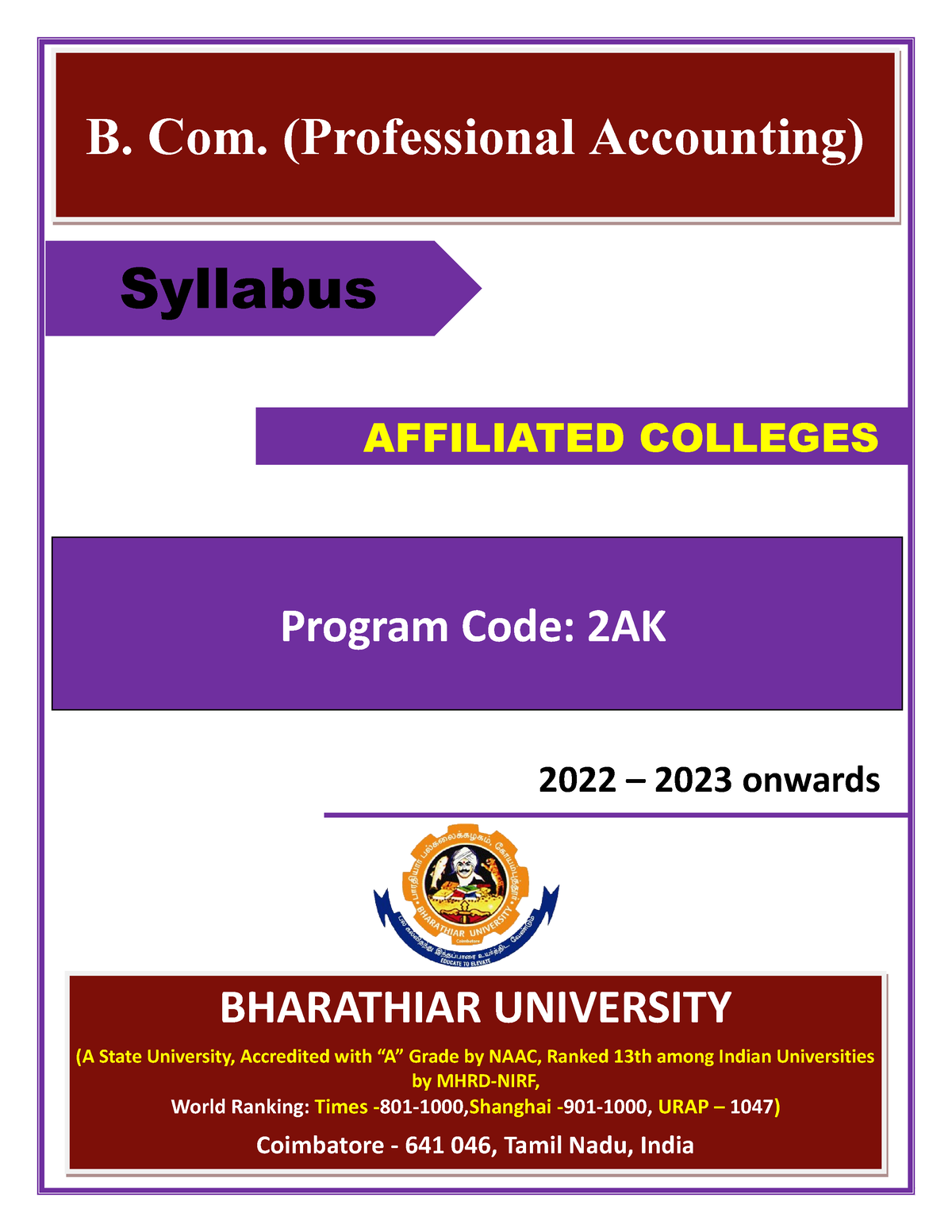 B.Com (PA) 2022-2023 Batch Onwards NM - B.com Finance - Studocu