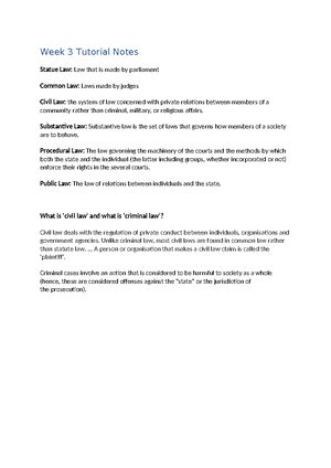 WEEK 5 Tutorial - Hope this helps :) - LLB101 Introduction to Law ...