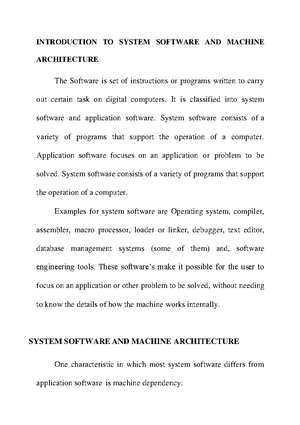 System software and sales machine architecture tutorial