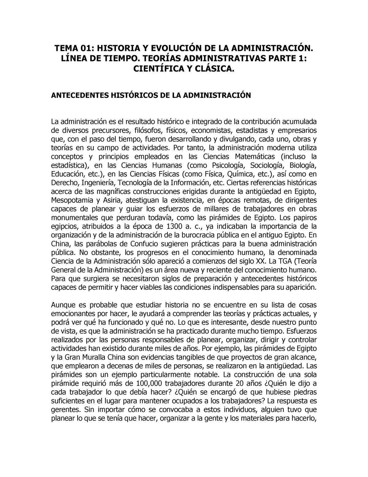 Historia Y Evolucion Fundamentos De La Administarcion Tema 01 Historia Y Evoluci”n De La 1350