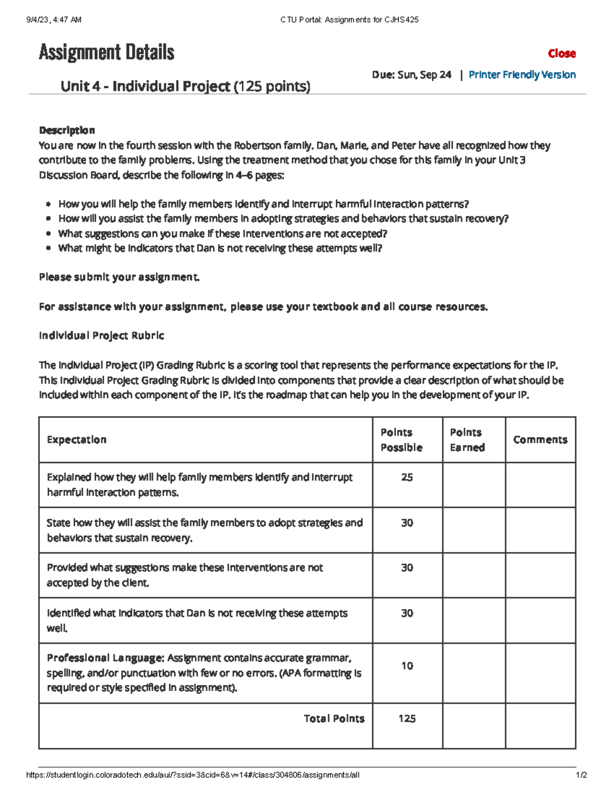 4IP CTU Portal Assignments for CJHS425 - 9/4/23, 4:47 AM CTU Portal ...