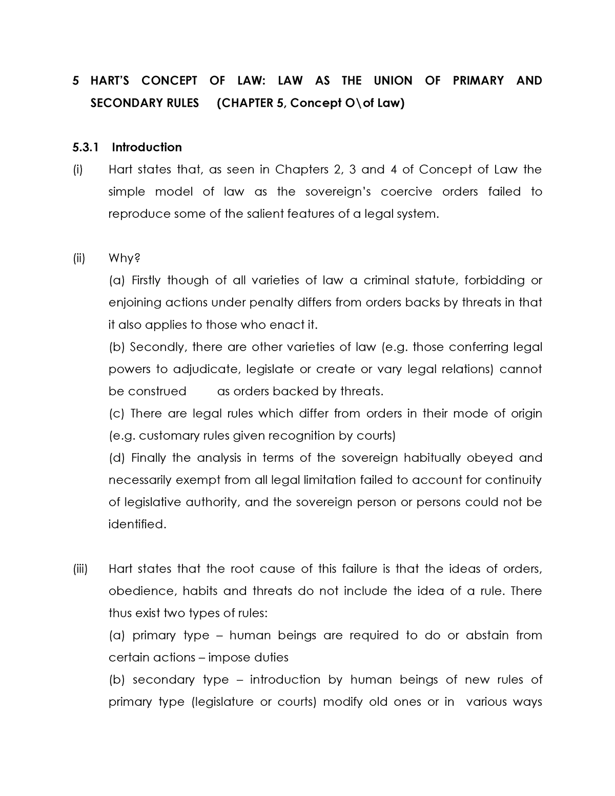 chapter-5-hart-union-of-primary-and-secondary-rules-5-hart-s-concept