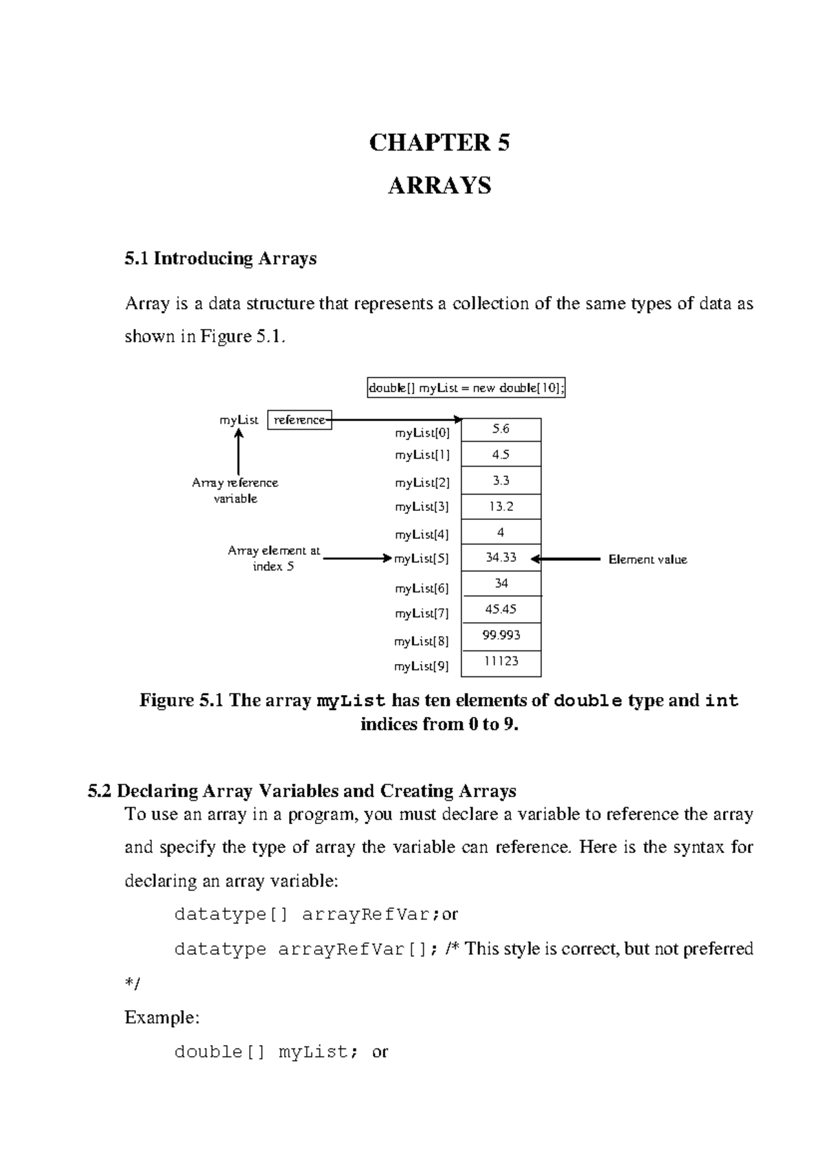 CP2-Lec 5 - Notes in Programming - CHAPTER 5 ARRAYS 5 Introducing ...