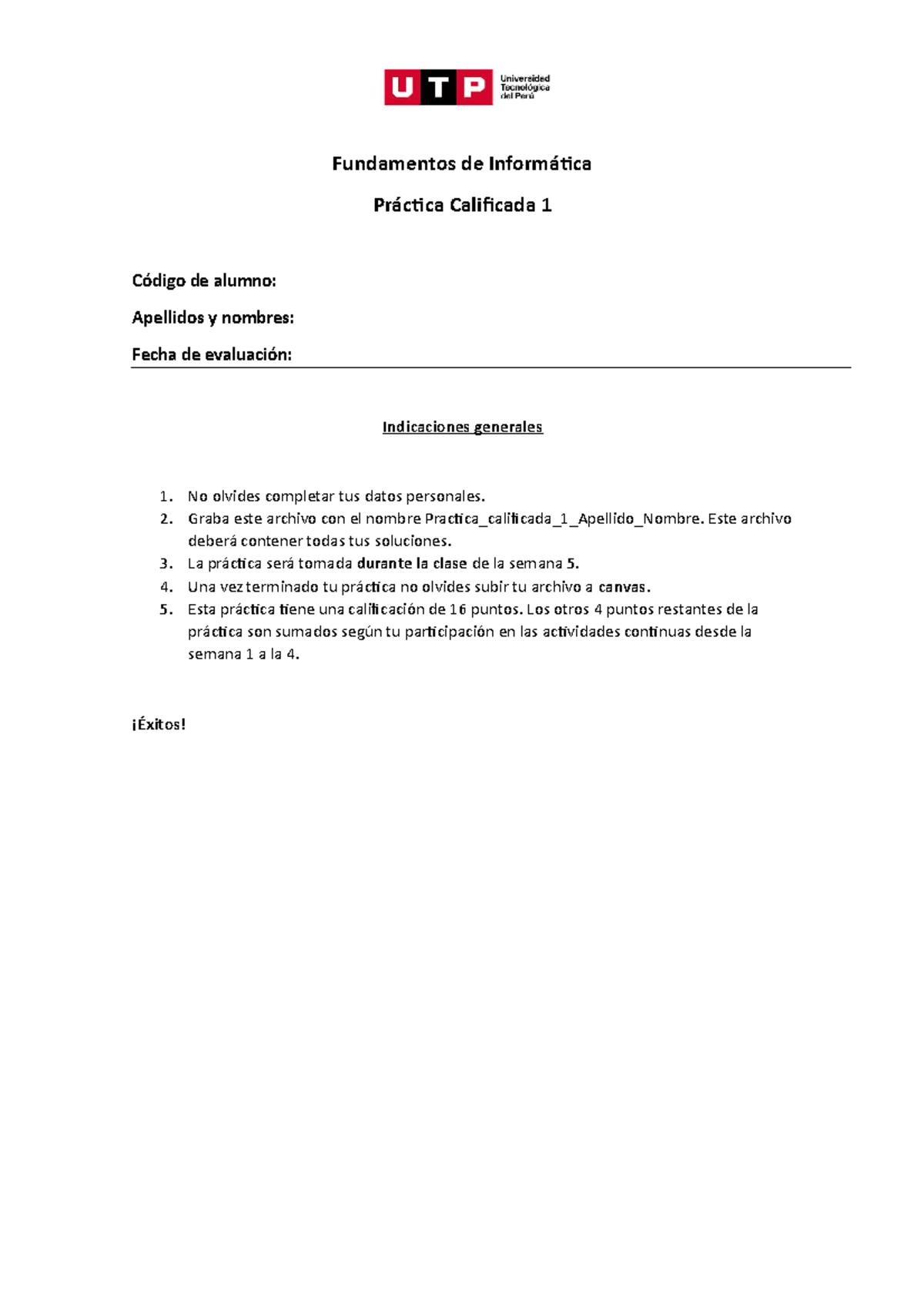 Practica Calificada - Fundamentos De Informática Práctica Calificada 1 ...