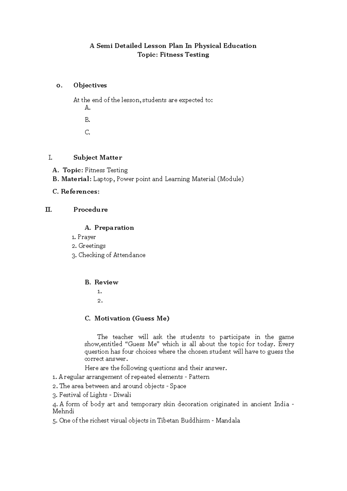 A Semi Detailed Lesson Plan In Elements and Principles of Physical ...