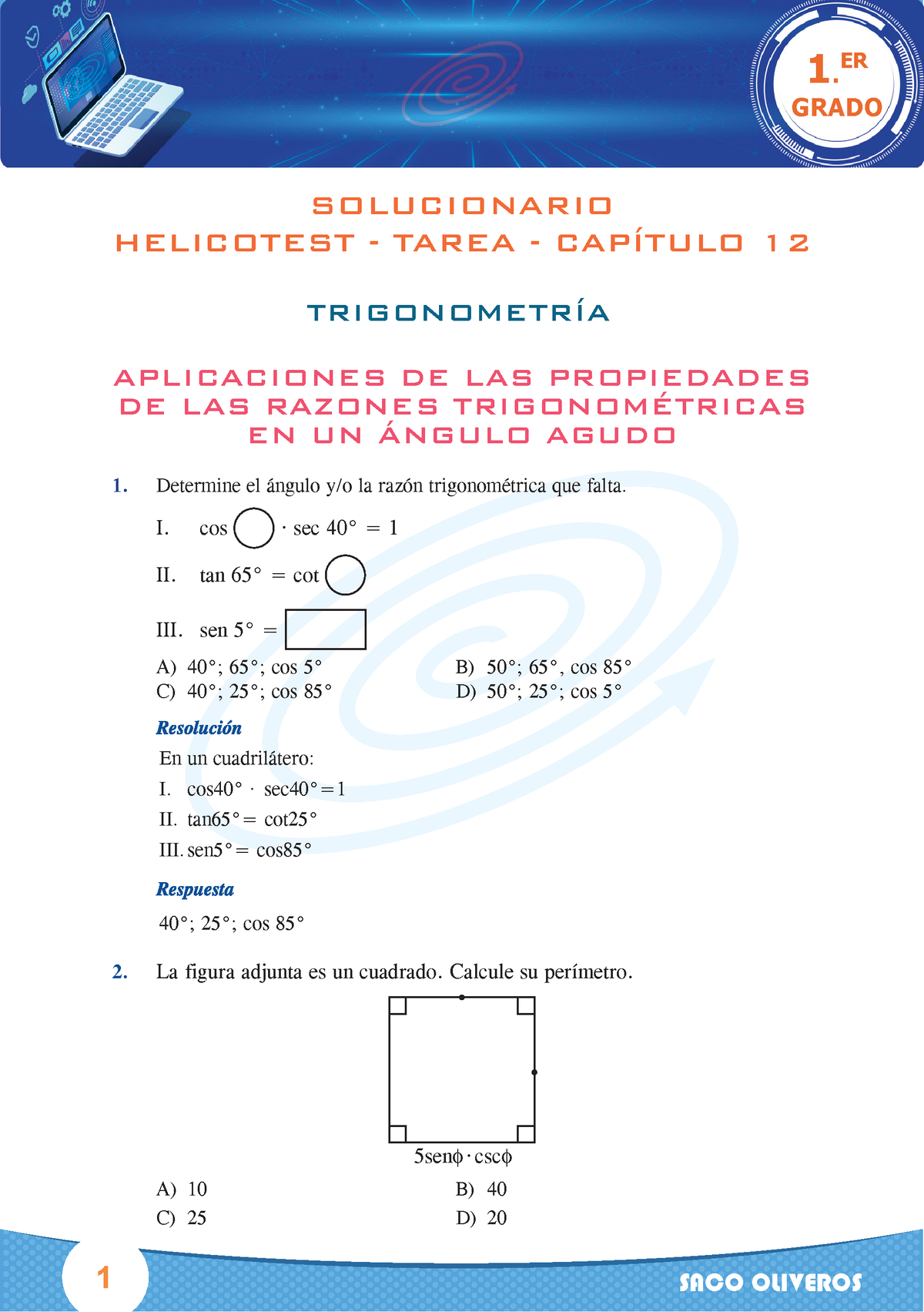 4 Trigo 1° Cap12 Sol Tarea 23 - 1 SACO OLIVEROS HELICOTEST - TAREA ...