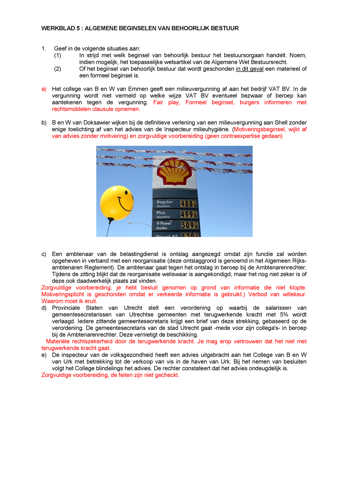 ALGEMENE BEGINSELEN VAN BEHOORLIJK BESTUUR, Werkblad 5 - WERKBLAD 5 ...